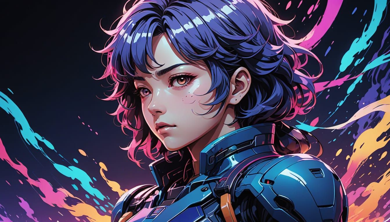 Vaporwave Anime Masterpiece in Cel-Shaded Style