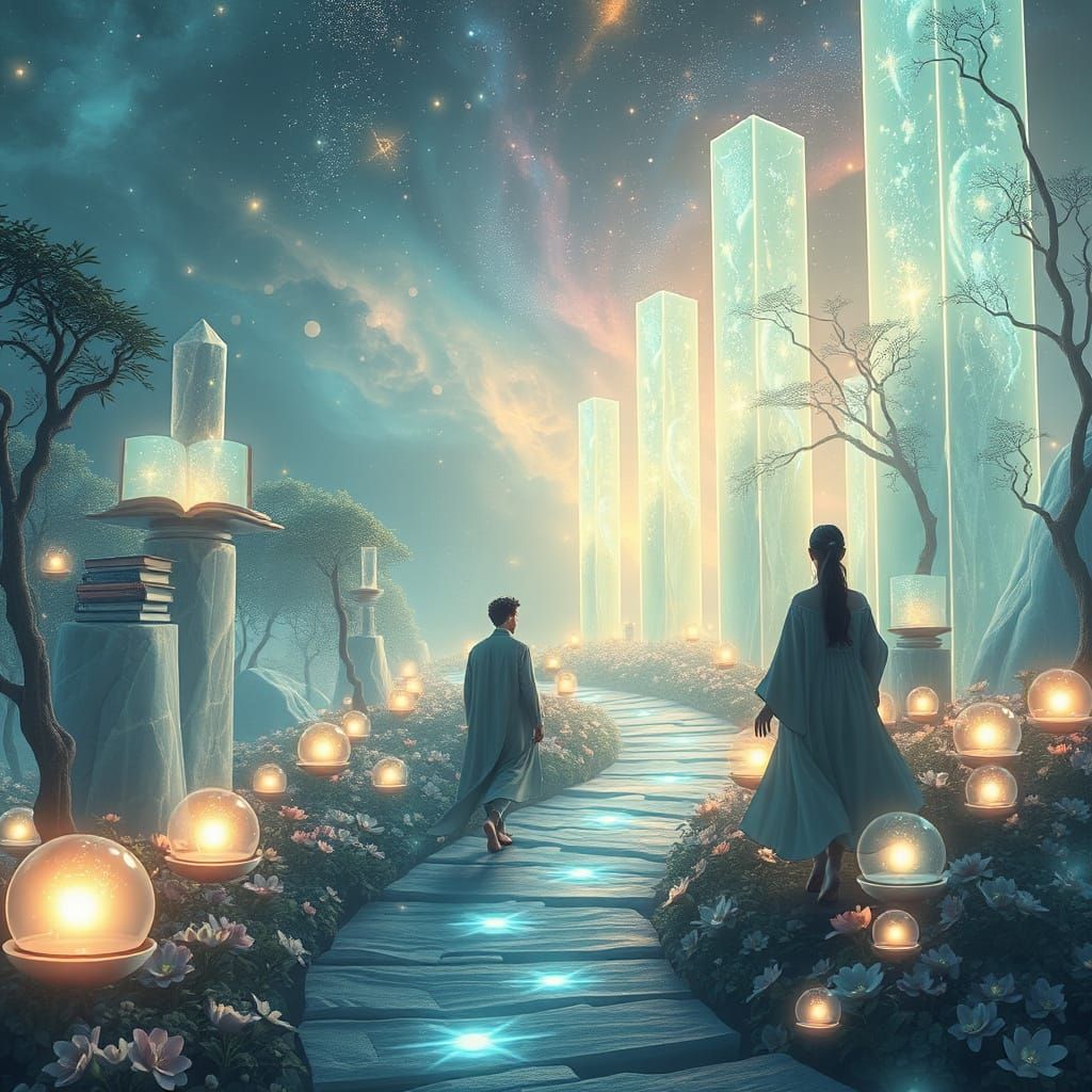 Celestial Library Amidst a Nebula