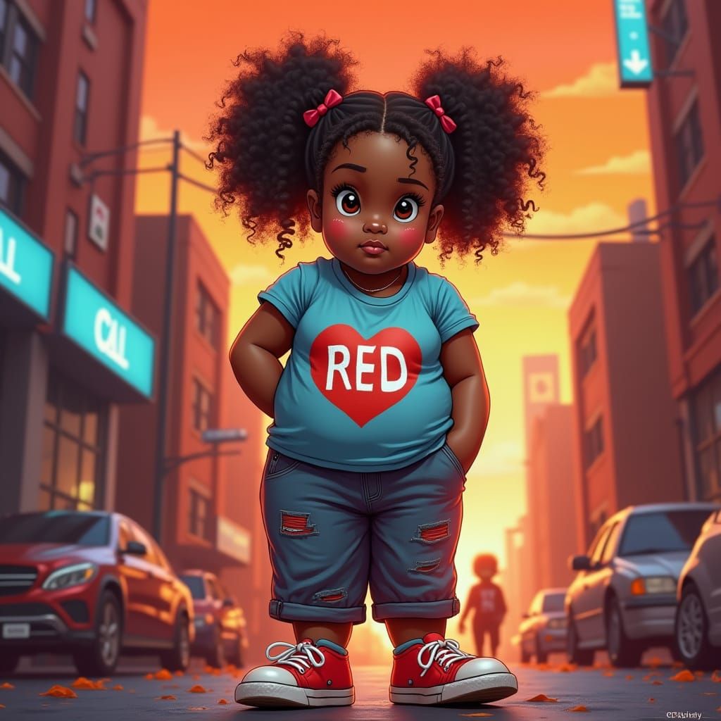 Fat Little Black Girl Celebrates National Wear Red Day
