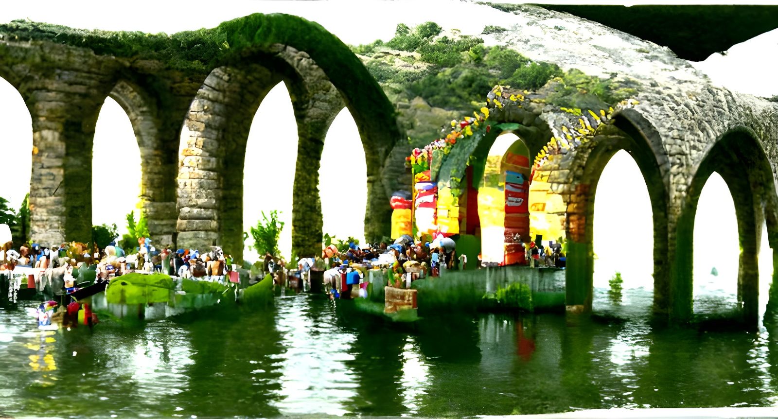 Festival at Roman Aqueduct: Hyperdetailed Digital Art