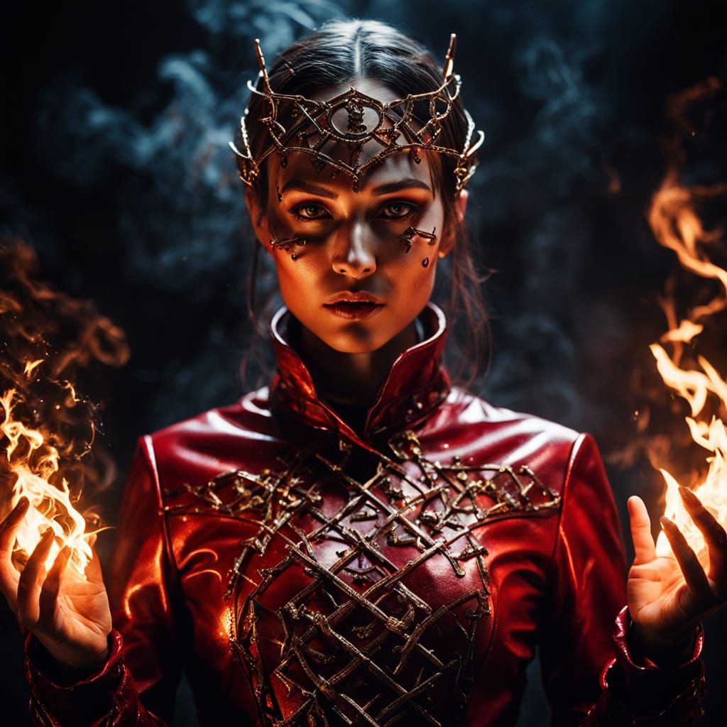 Mystical Woman Casting Spell in Dark Fantasy Style