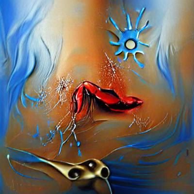 Surreal Skin Art: Blade Piercing Blue Tones