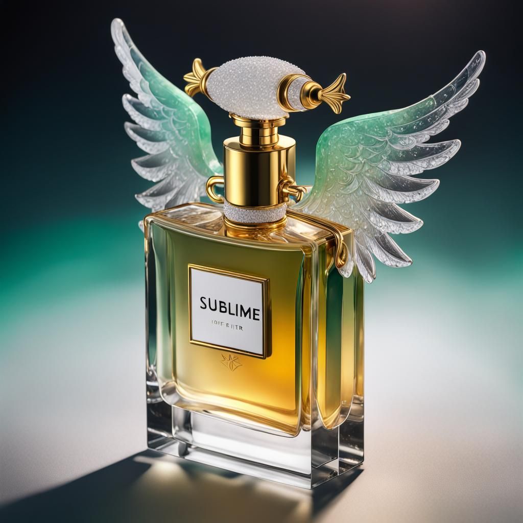 Winged Perfume Bottle on Jade Fire in Splash Art
