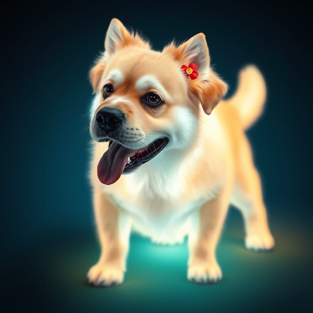 Glowing Canine Portrait in Ethereal Light