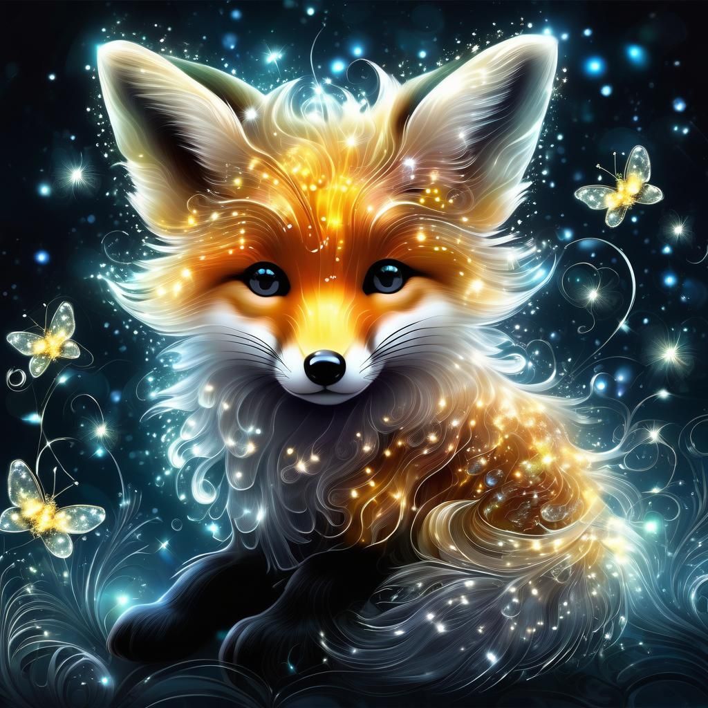 Translucent Jelly Fox Cub with Fireflies