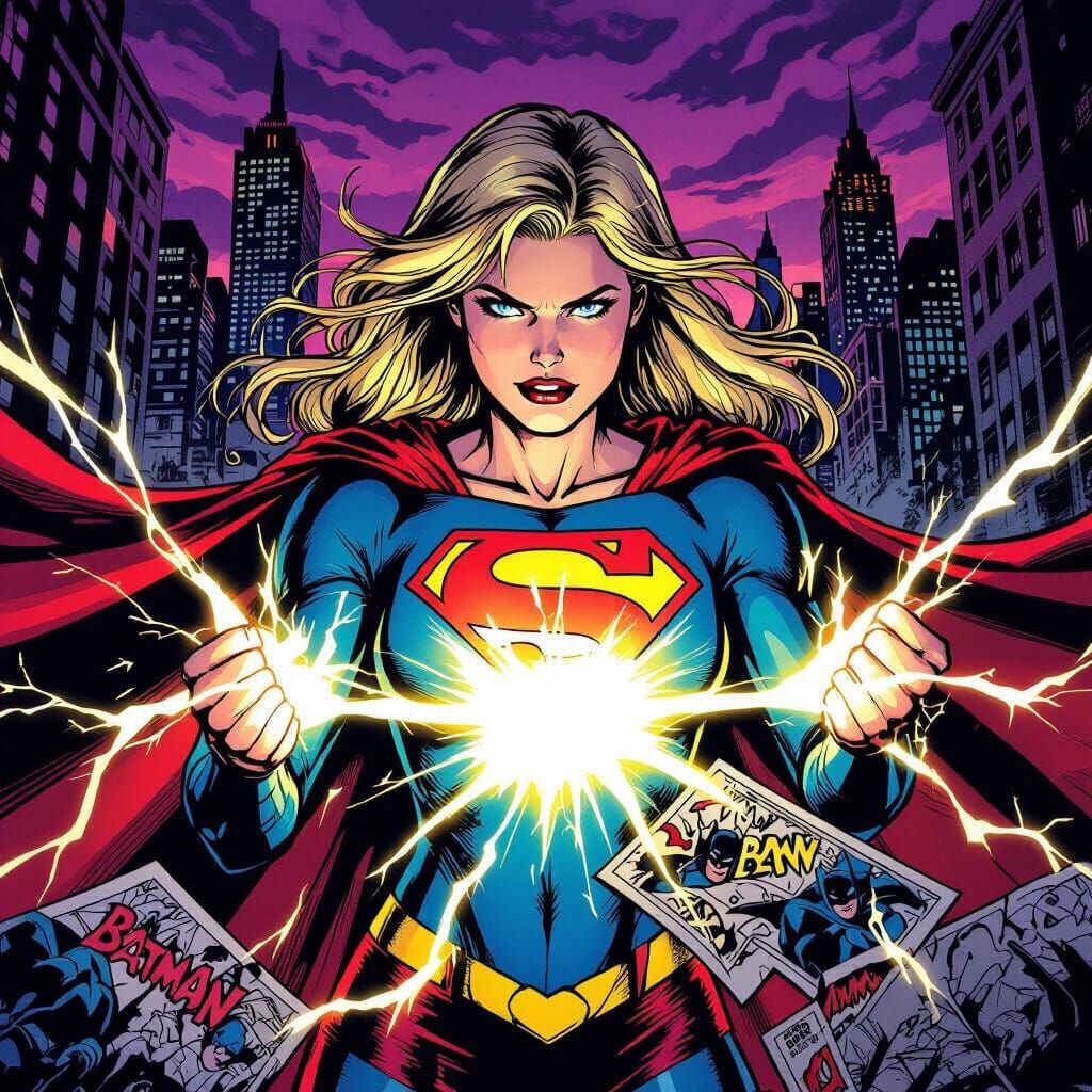 Supergirl Rips Batman Comic Pages in Dynamic Illustration