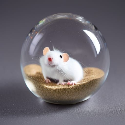 White Mice in Glass Sphere, Studio Lighting