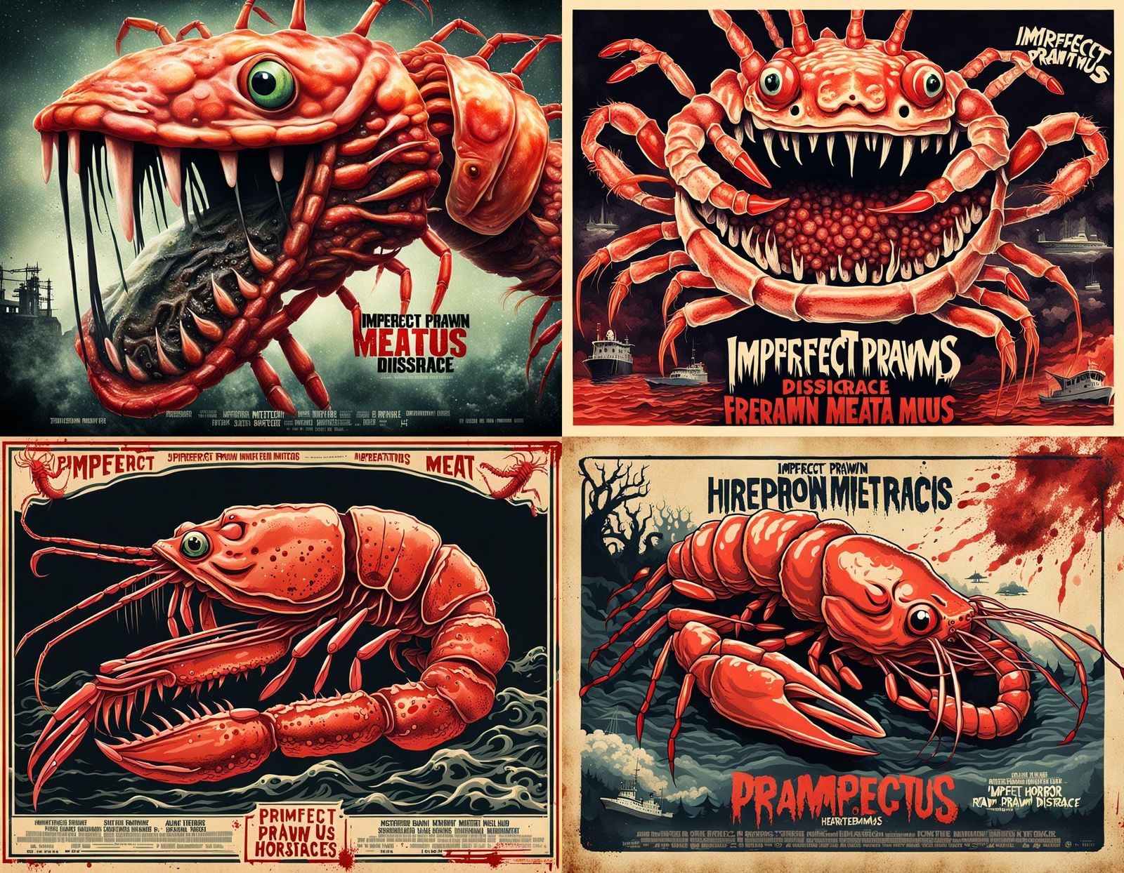 Horror Movie Poster Featuring Grotesque Prawn Imagery