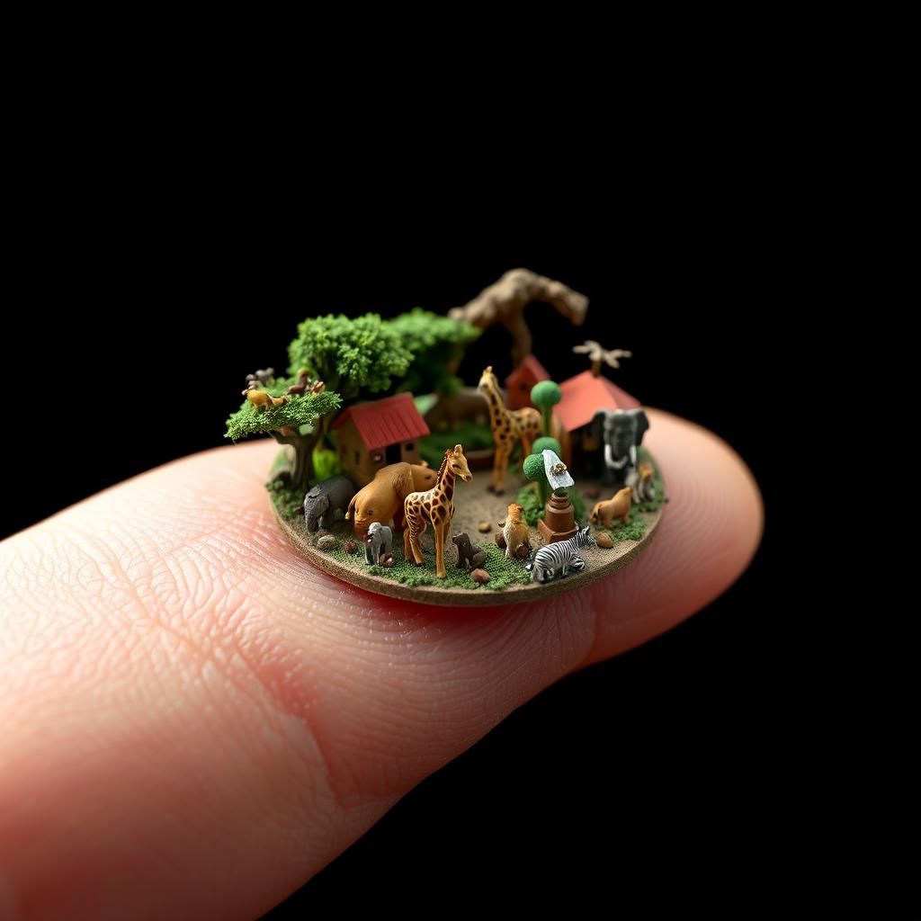 Fingertip Zoo: A Miniature World in 3D Digital Art