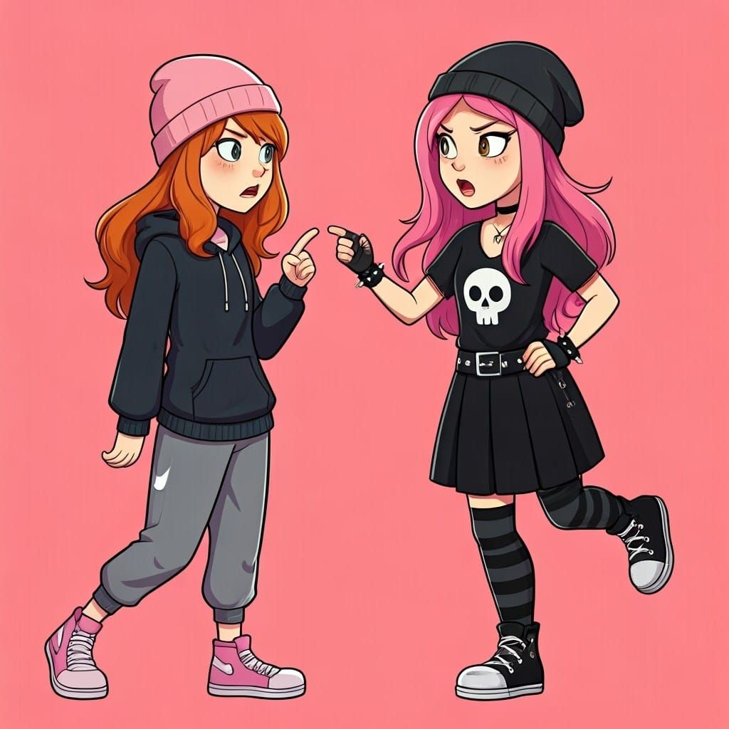 Two Girls Arguing and Shouting at Each Other