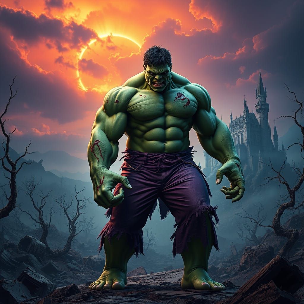 Zombie Hulk Conquers Apocalyptic Ruins