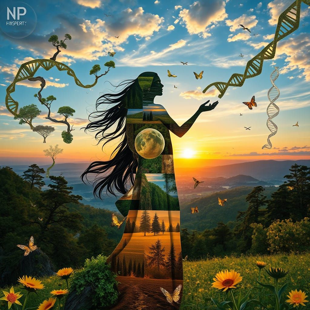 Serene Human DNA Harmony in Bio Art