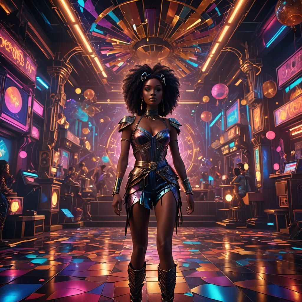 Vahine in a Disco Nightclub: Detailed Matte Painting
