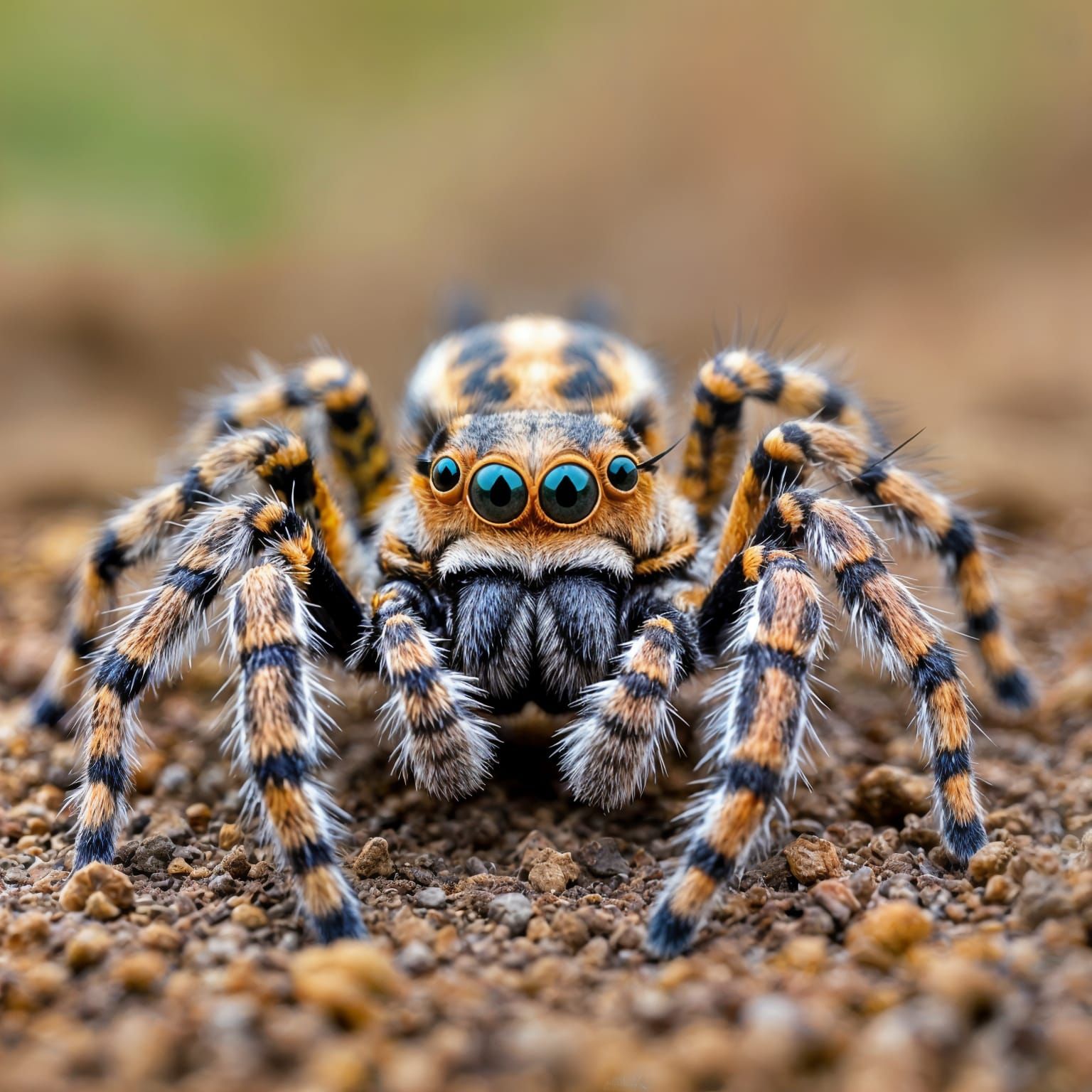 Macro Photograph of a Tarantula with Reflected Landscape