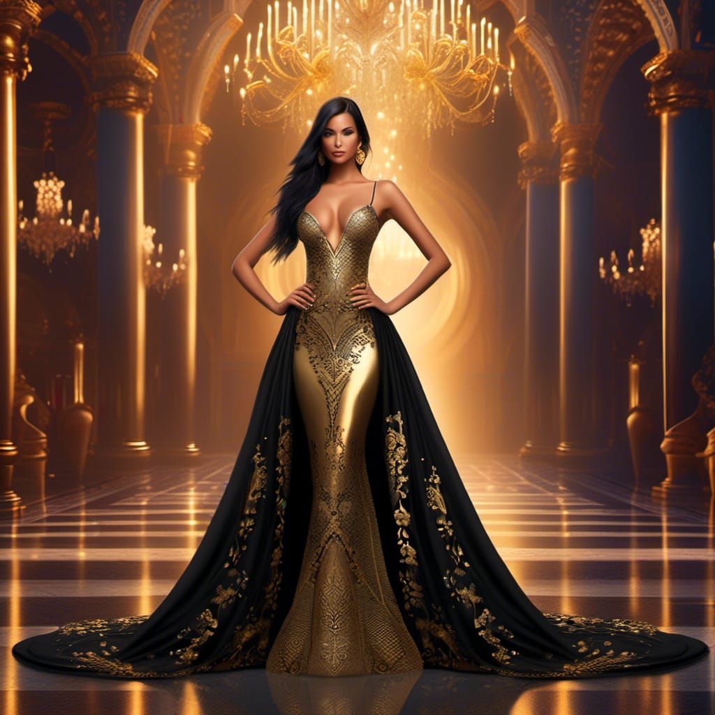 black and gold gown