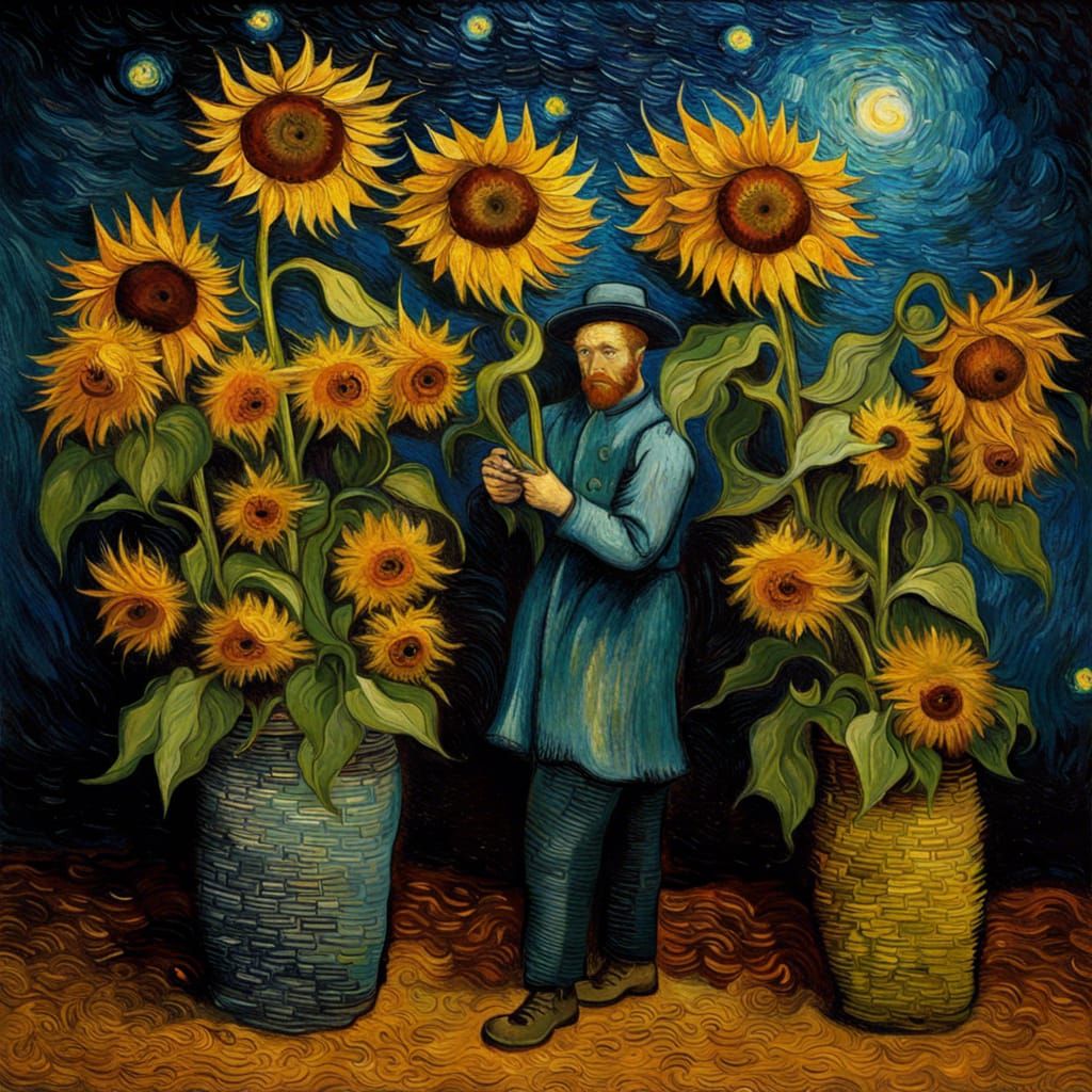 Van Gogh as Sunflower Seller: Painterly Style