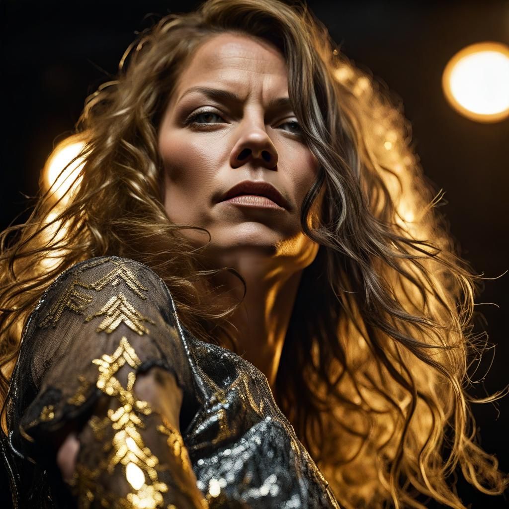 Chrome Haired Rocker Portrait with Bokeh Lighting