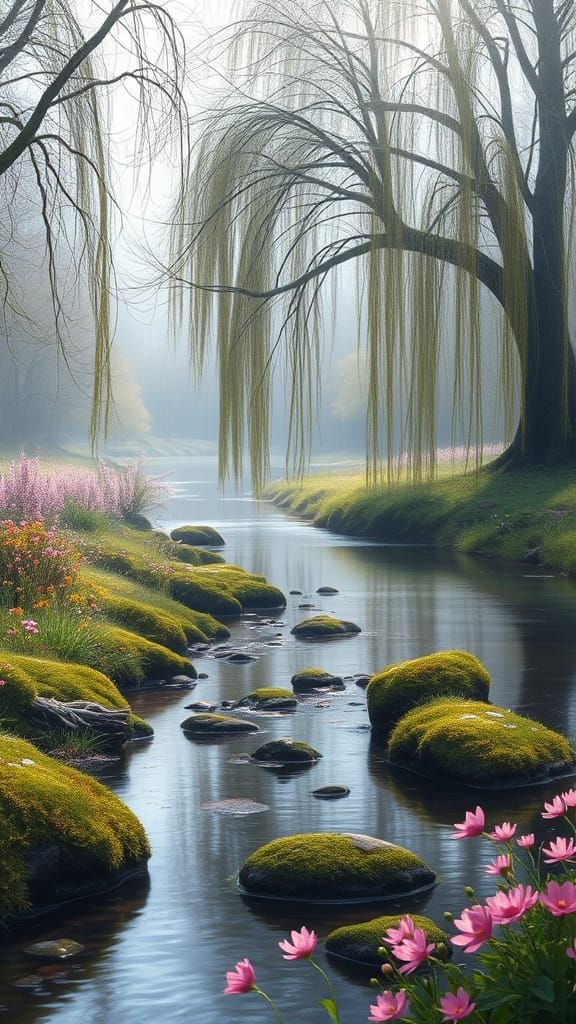 Ethereal Spring Landscape in Constable Style