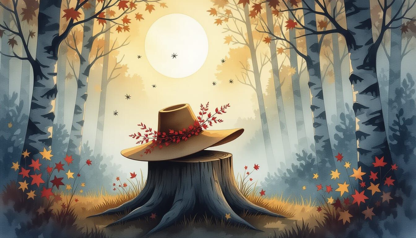 Enchanted Autumn Hat in Moonlit Grove