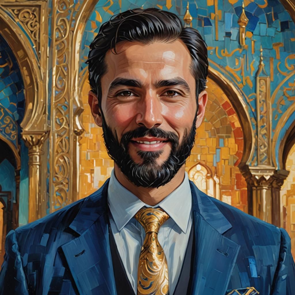 Elegant Bearded Man in Neo-Impressionist Style