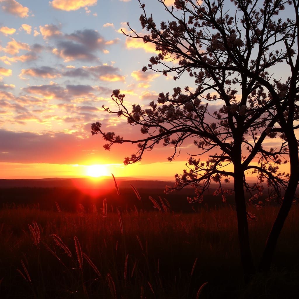 Honey-Glow Sunset: AI Generated Image