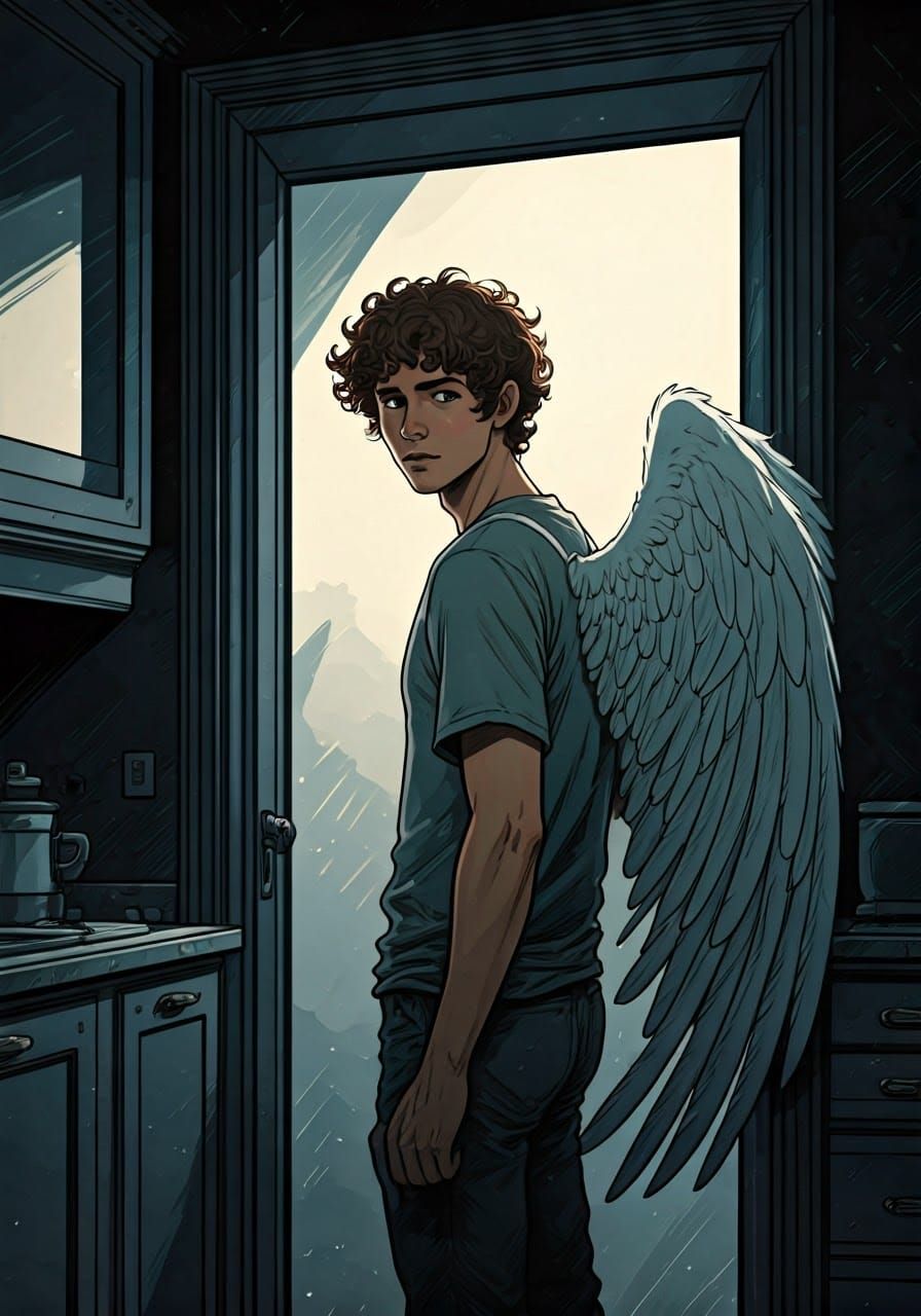 Winged Man in Doorway: Neo-Noir Graphic Novel