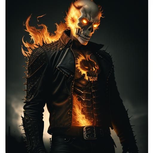 Scary Ghost Rider with Intricate Details in HDR