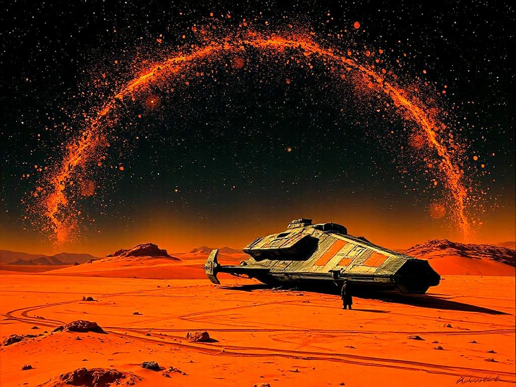 Epic Tatooine Sunset with Abandoned Spaceship