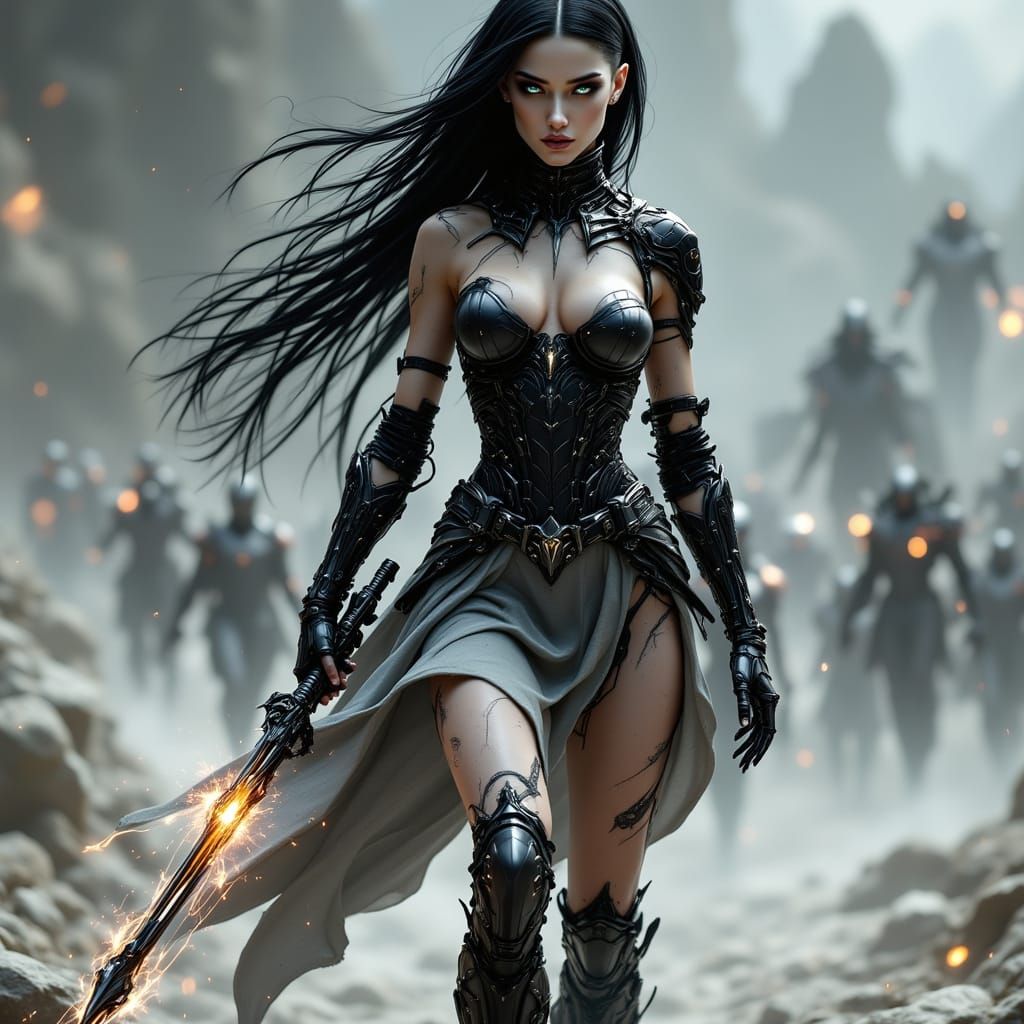 Beautiful Sci-Fi Heroine with Mecha Arms