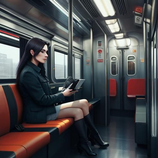 Female Train Driver in Modern Engine: Digital Art