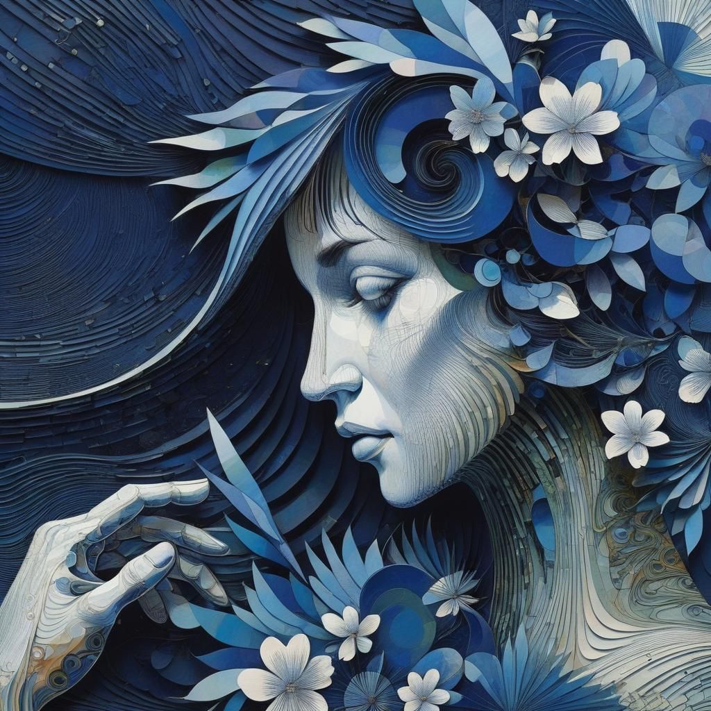 Abstract Vector Fractal with Zentangle and 3D Shading