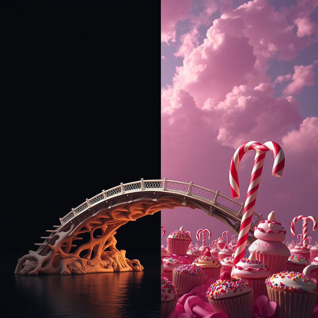 Surreal Bridge Between Light and Darkness