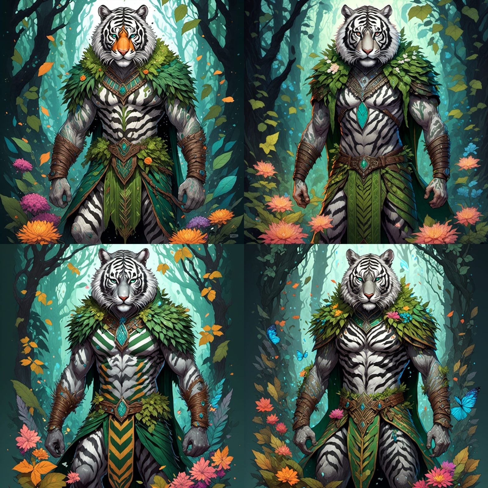 Tiger Druid in Fantasy Jungle Illustration