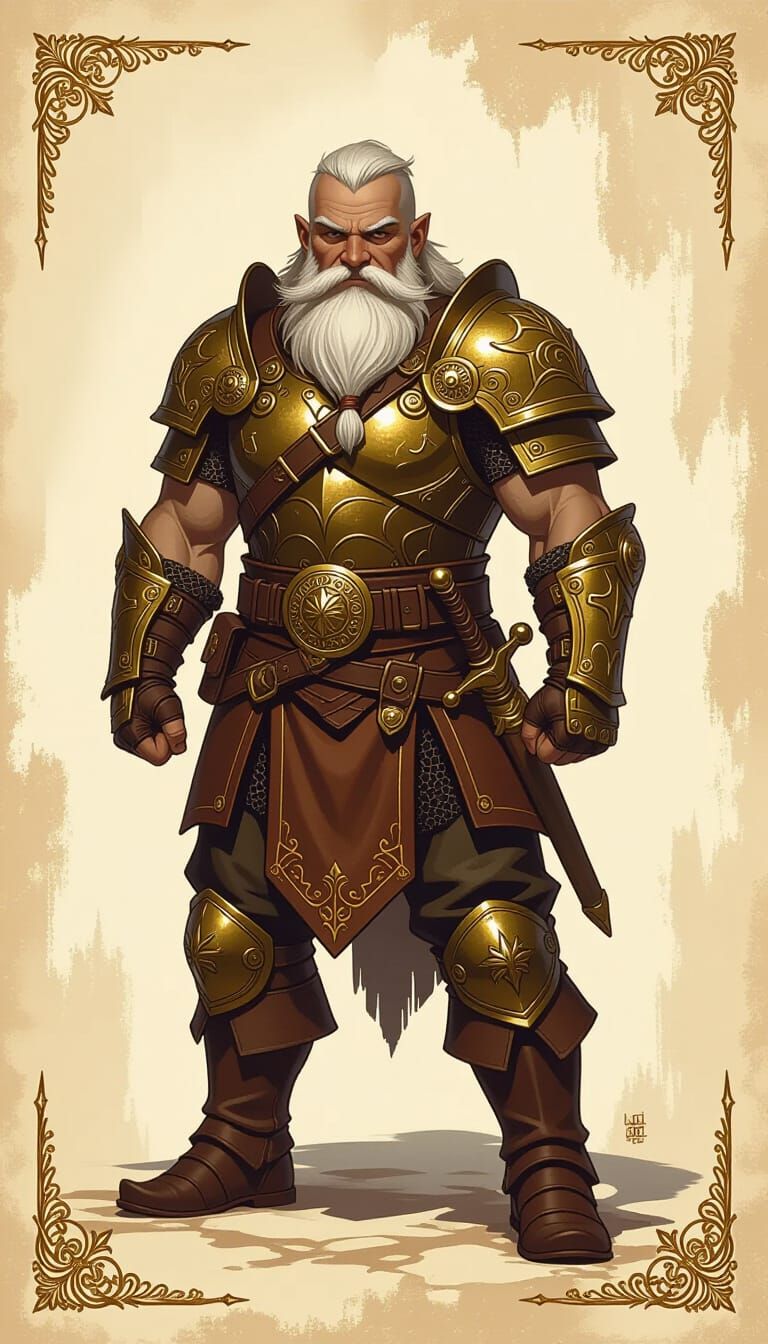 Gnome Warrior in Leather Armor Illustration