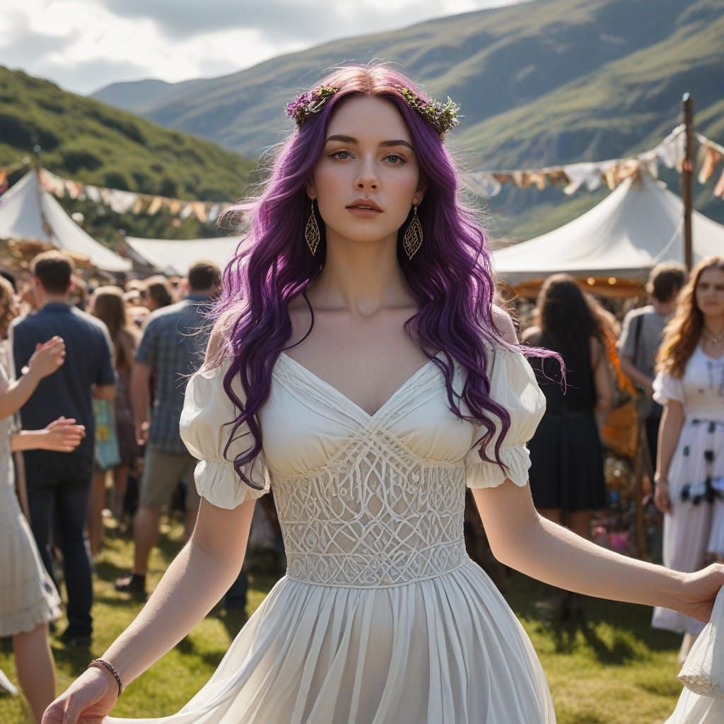 Ethereal Celtic Goddess in Whimsical Highland Festival