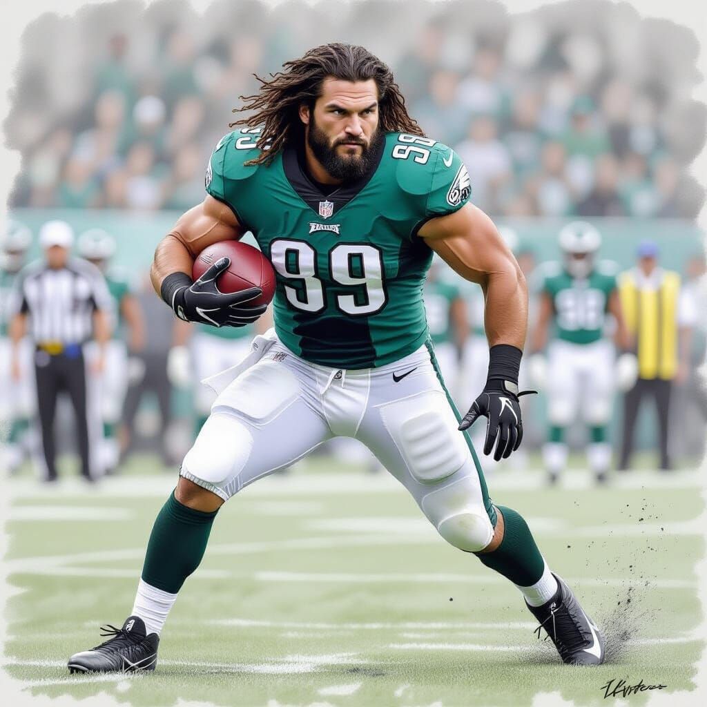 Jason Momoa in NFL Gear for Philadelphia Eagles