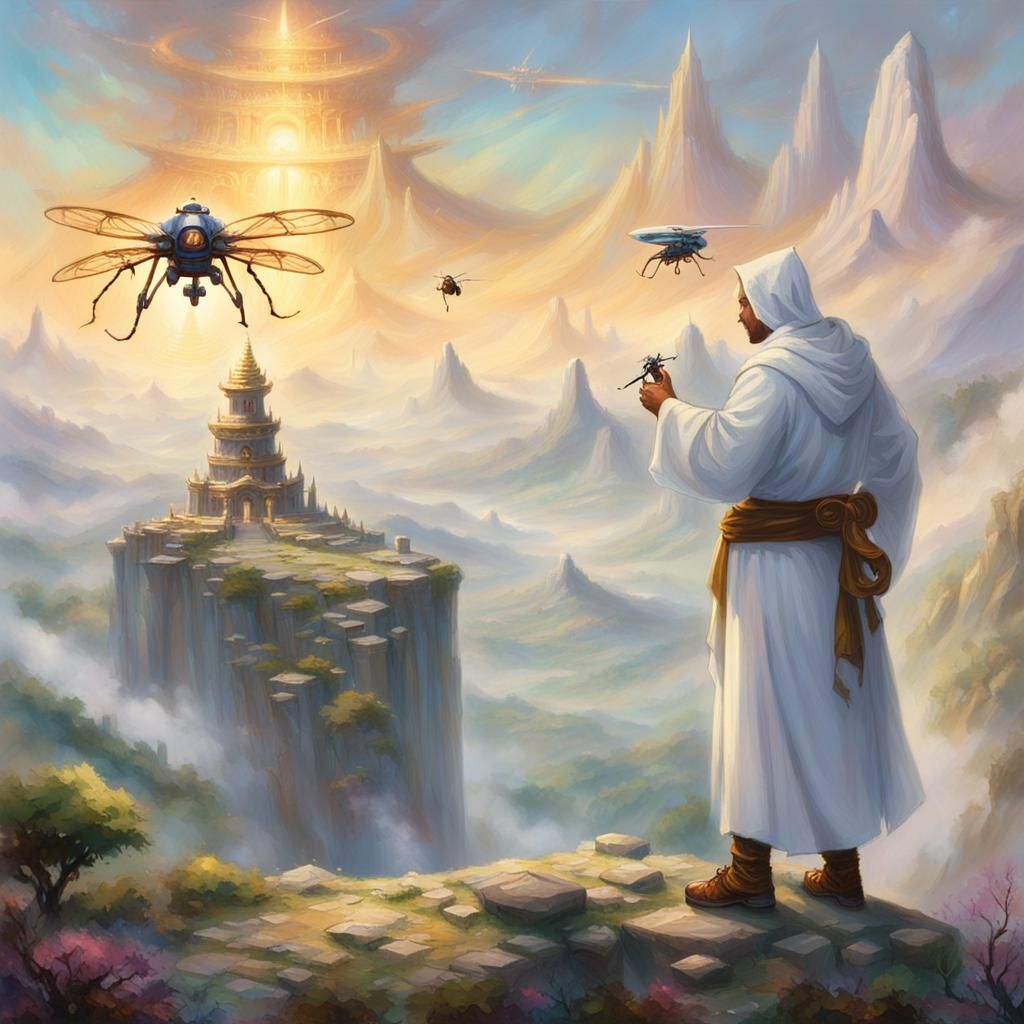 Fantasy Monk Training on Mountaintop Temple