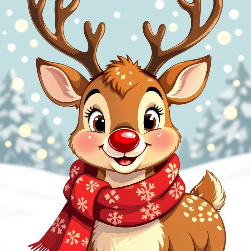 Rudolph's Glowing Nose: A Whimsical Christmas Portrait