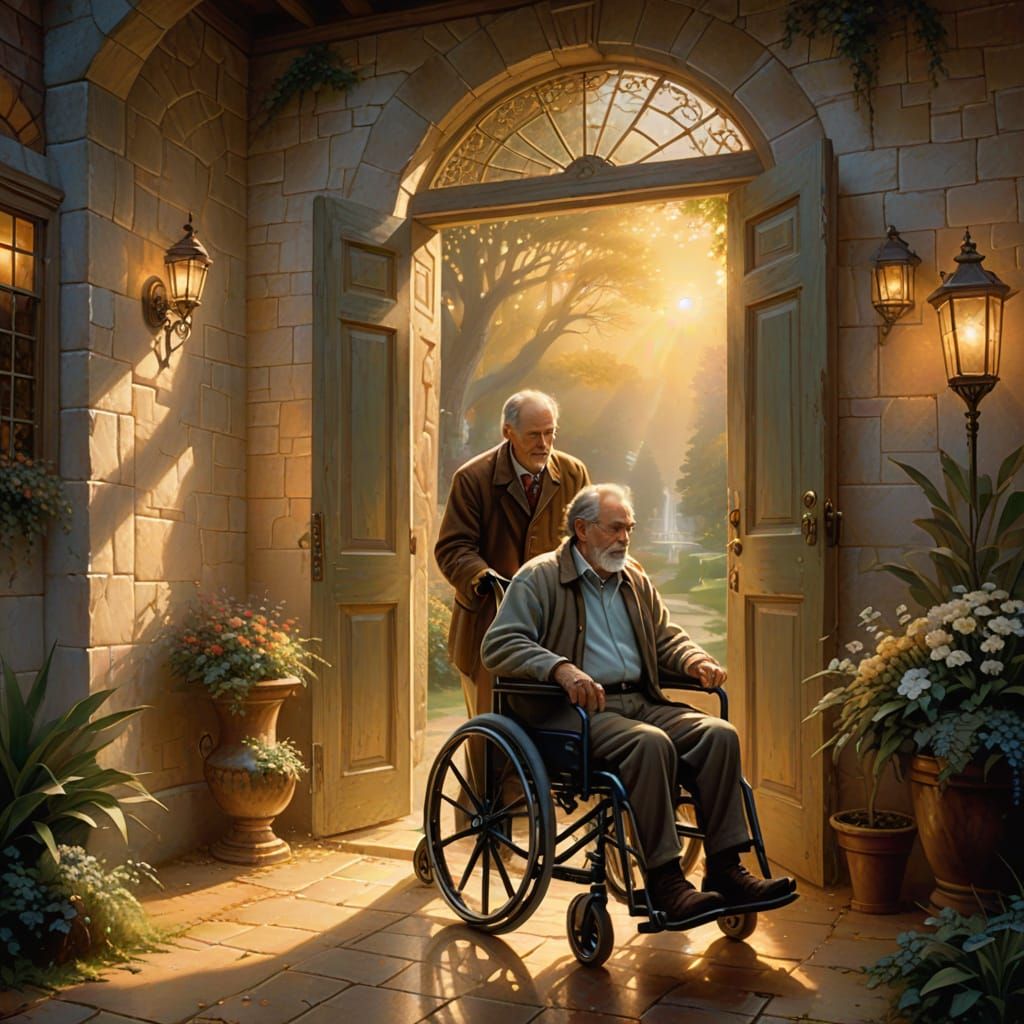 Ethereal Fantasy Illustration of Man in Wheelchair Entering ...