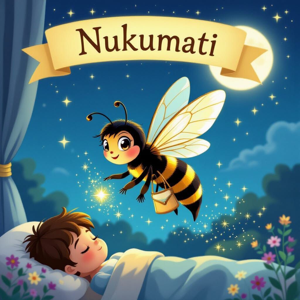 Magical Bee Nukumati Flying Through the Night Sky
