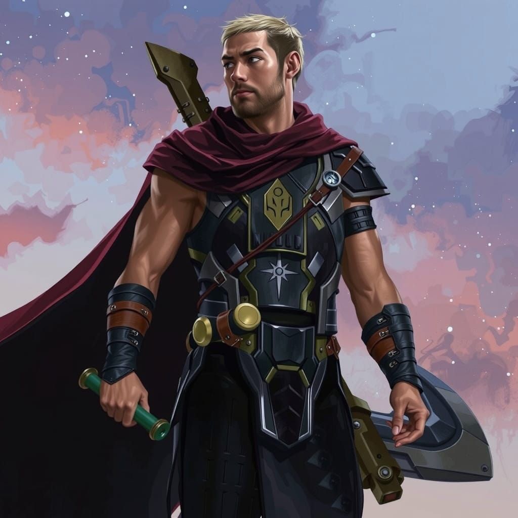 Cosmic Warrior in a Galactic Battle Suit