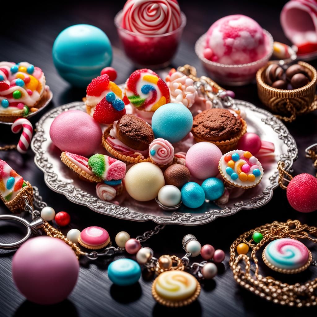 Jewelry Display with Ice Cream and Candy