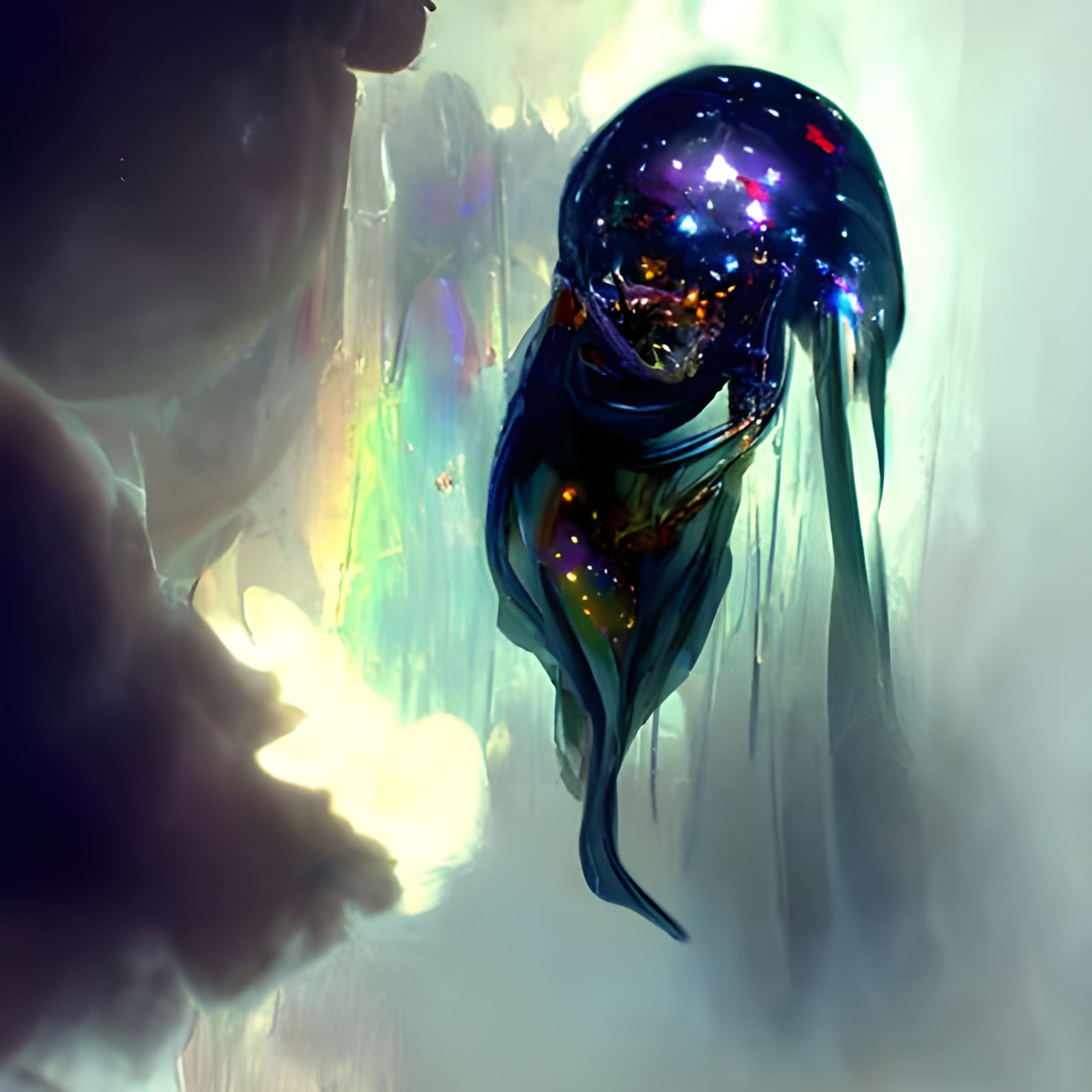 Iridescent Jellyfish of the Universe in Mixed Media