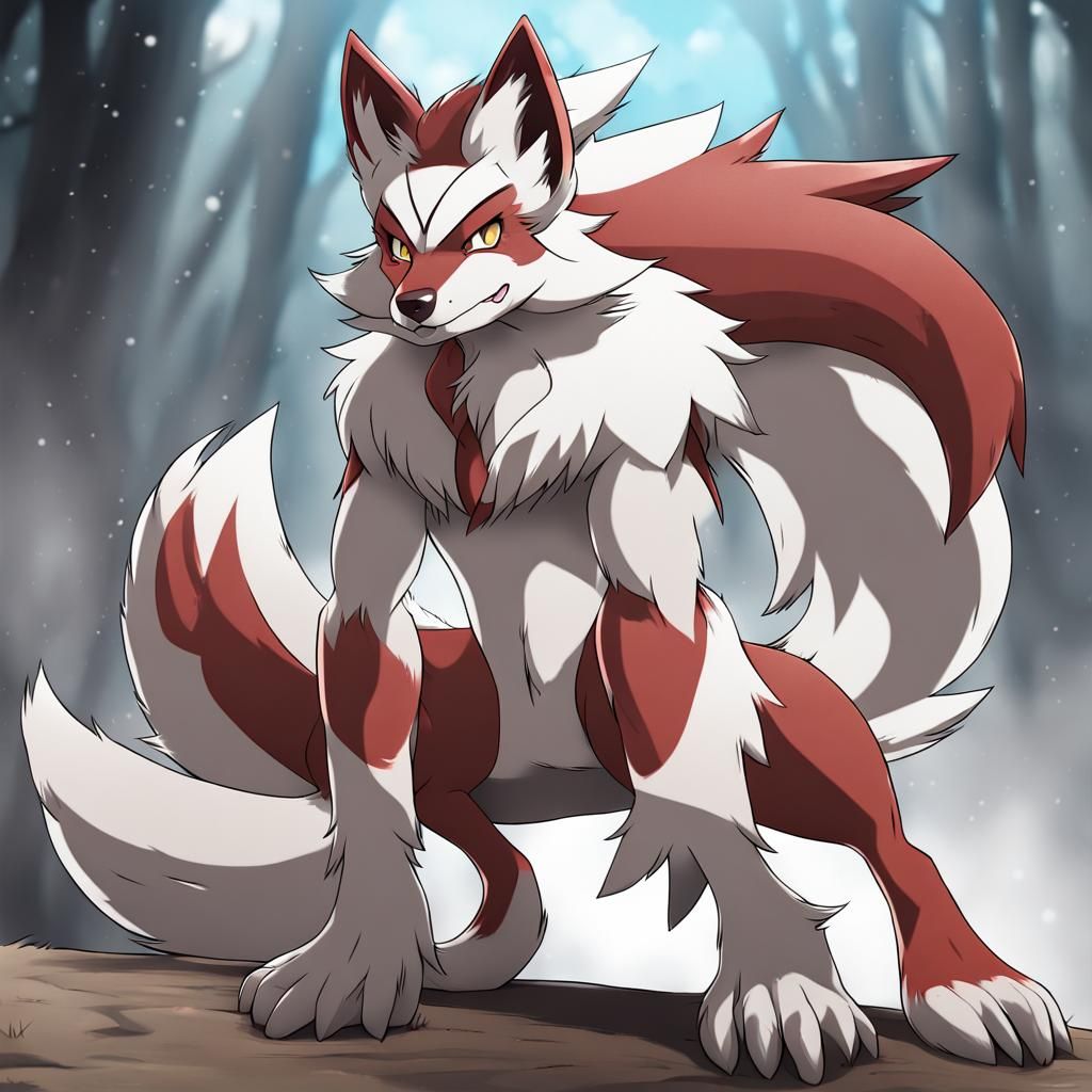 Anime Girl as Lycanroc Midday Form