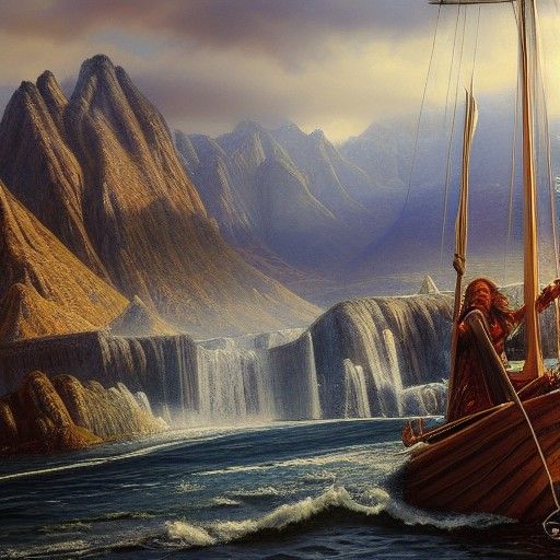 Númenor Landscape in Oil Painting Style