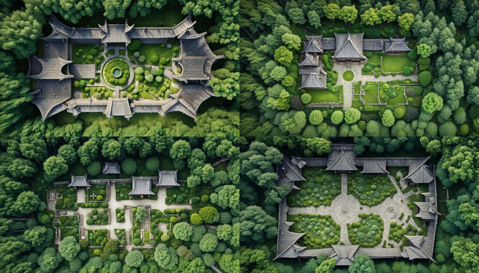 Zen Garden in Ancient Castle: Aerial View