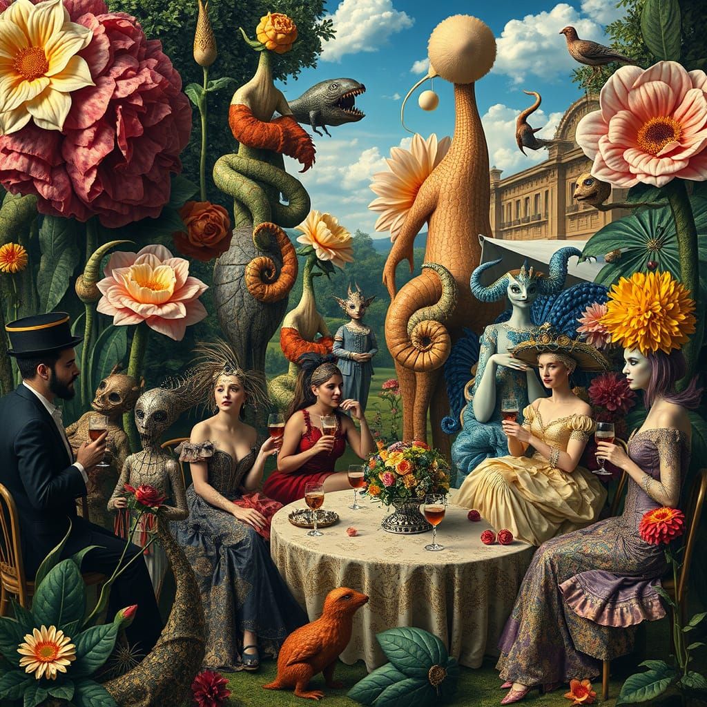 Surreal Garden Party in Fantasy Style