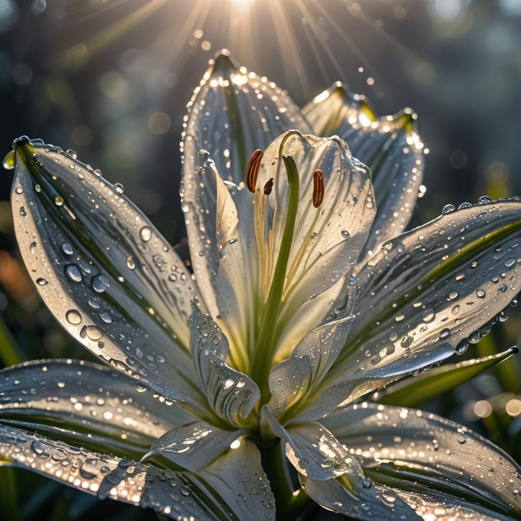 Glass Lily Flower in Morning Light: Macro Photography