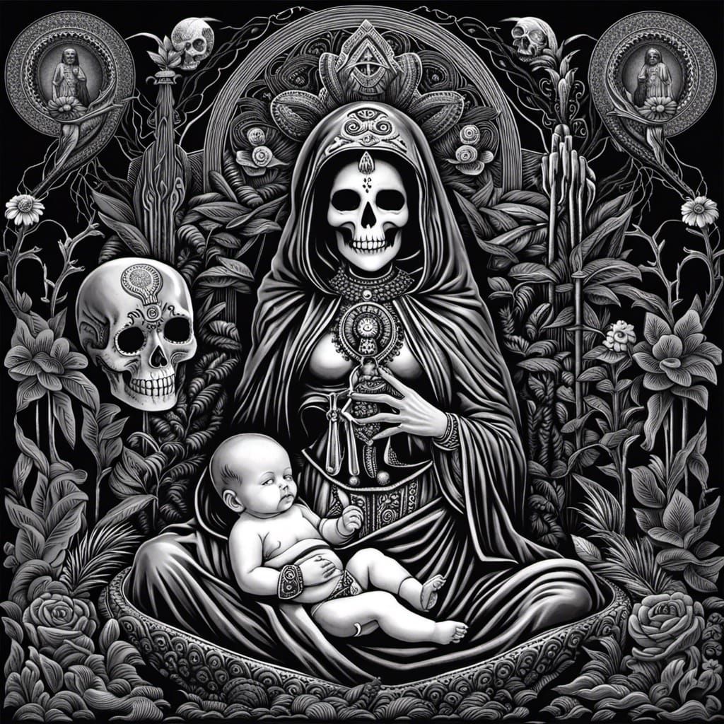 Santa Muerte: Ayahuasca Visions in Black and White