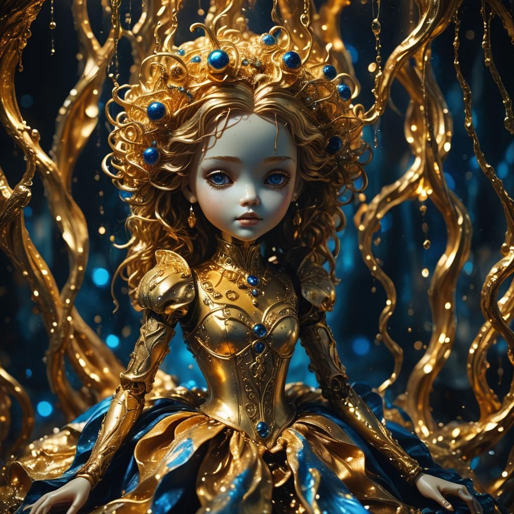 Liquid Gold Doll in Luxurious Chamber